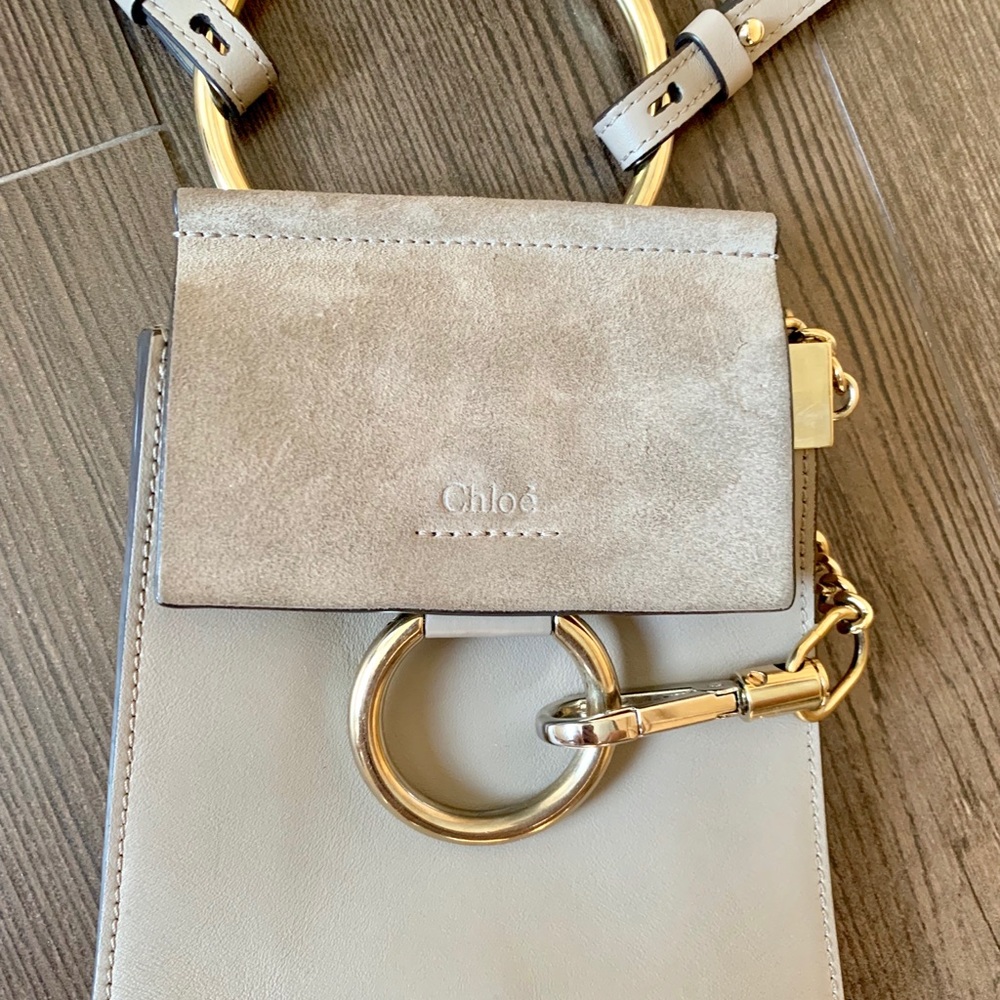 Faye small bracelet bag in smooth suede calfskin